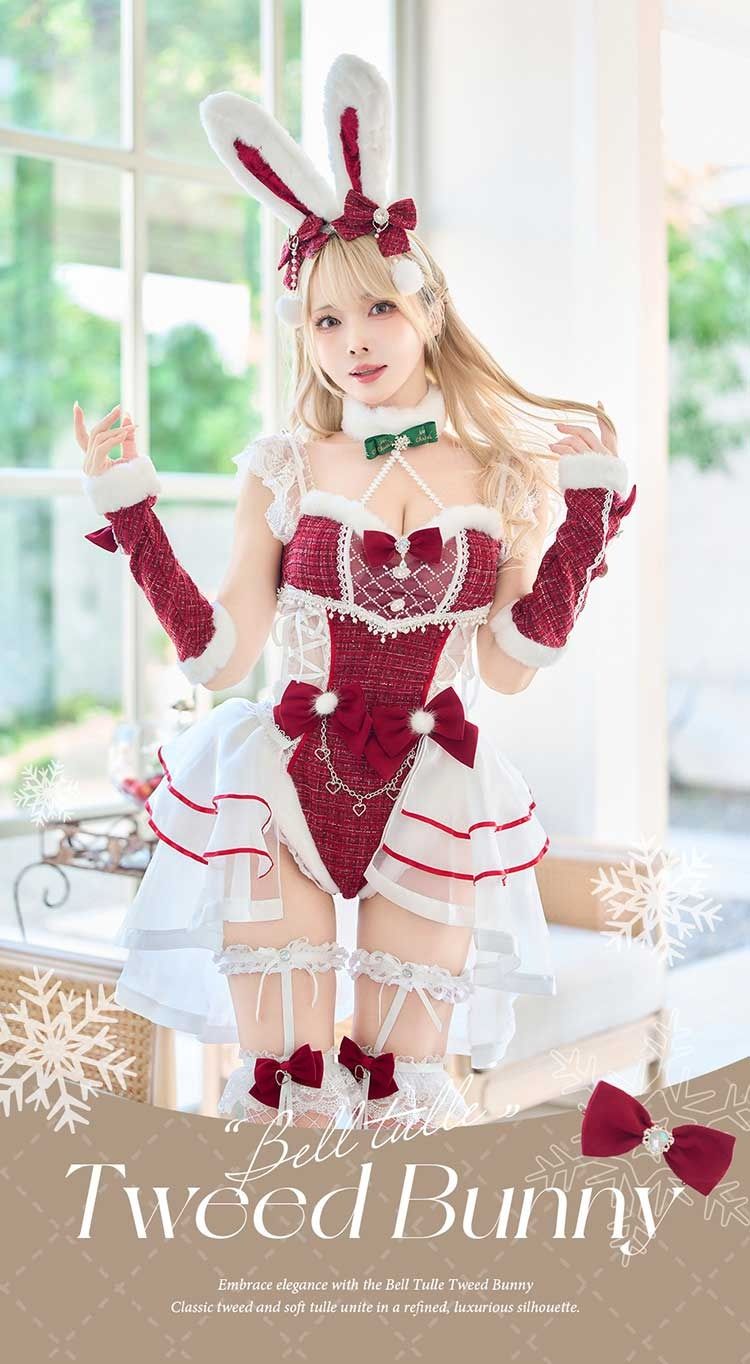 【Malymoon】ベルチュールツイードノエルバニー《クリスマスコスプレ8点セット》【CS25188】