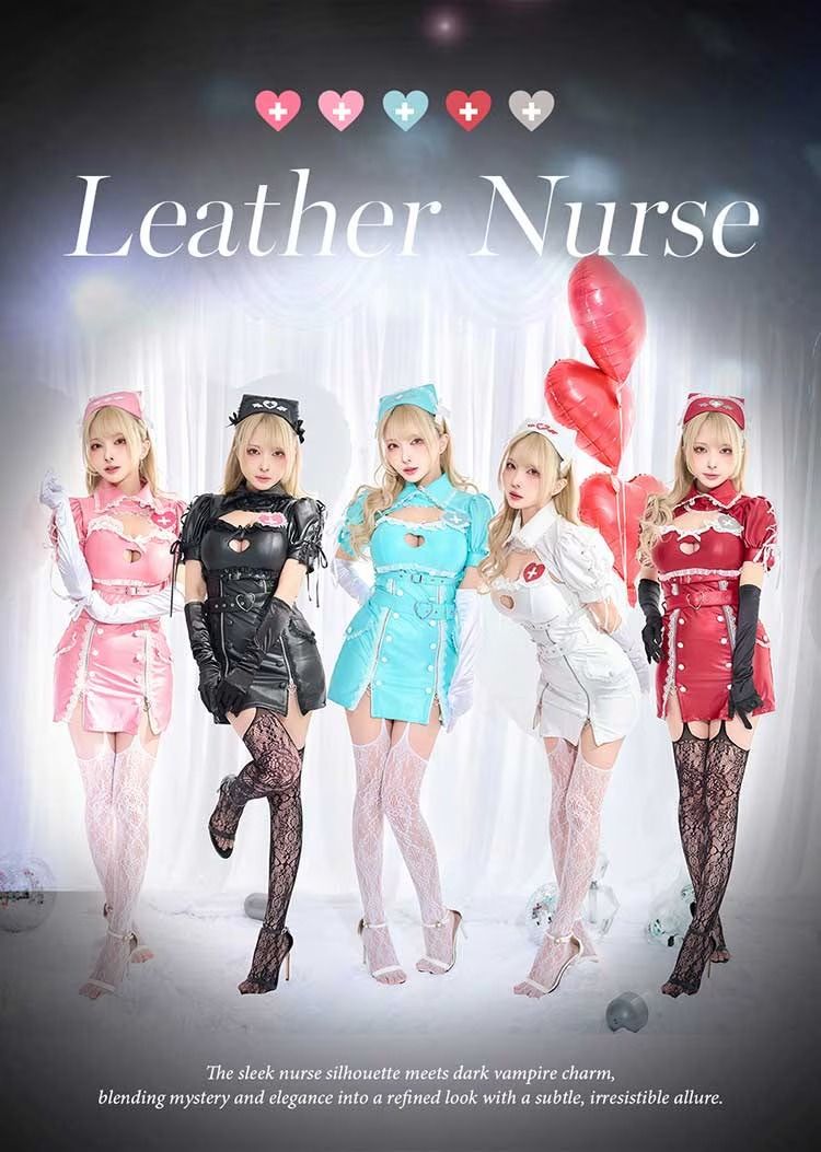 【Malymoon】ハートロックレザーヴァンパイアナース《オリジナルコスプレ8点セット》【CS25225】