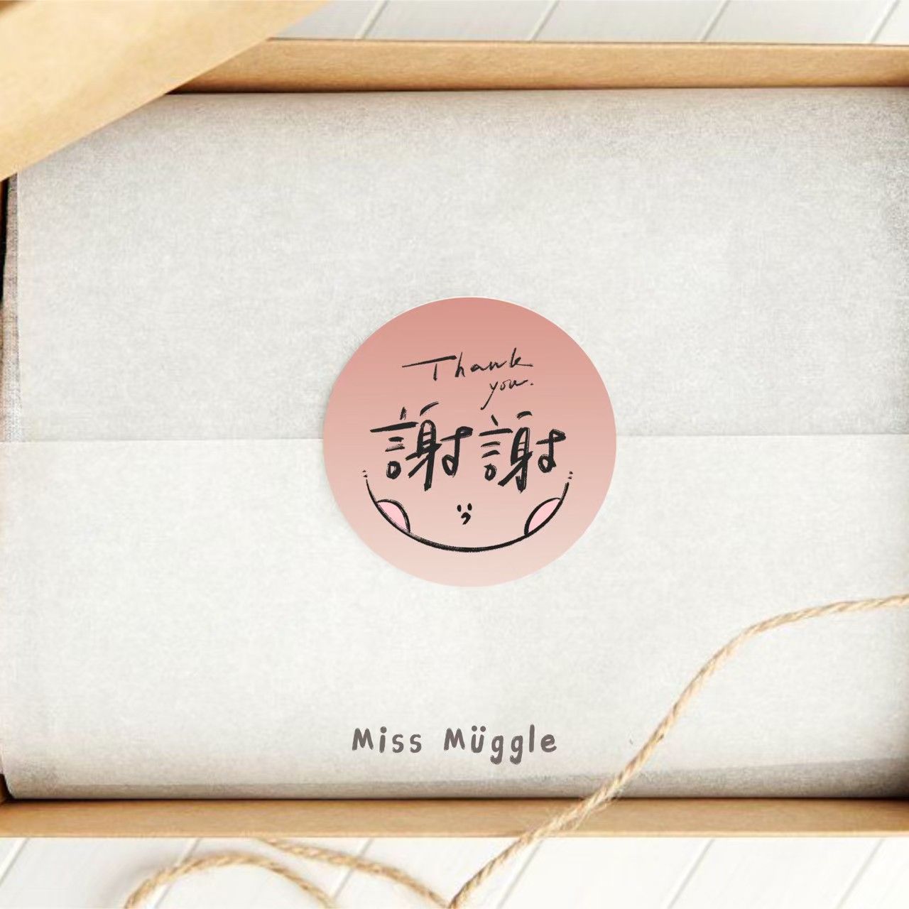 手寫圓形封口貼‧₊˚⋆THANK YOU