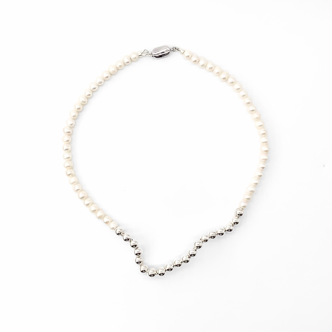 Pearl ＆ Silver Harmony NecklaceⅡ