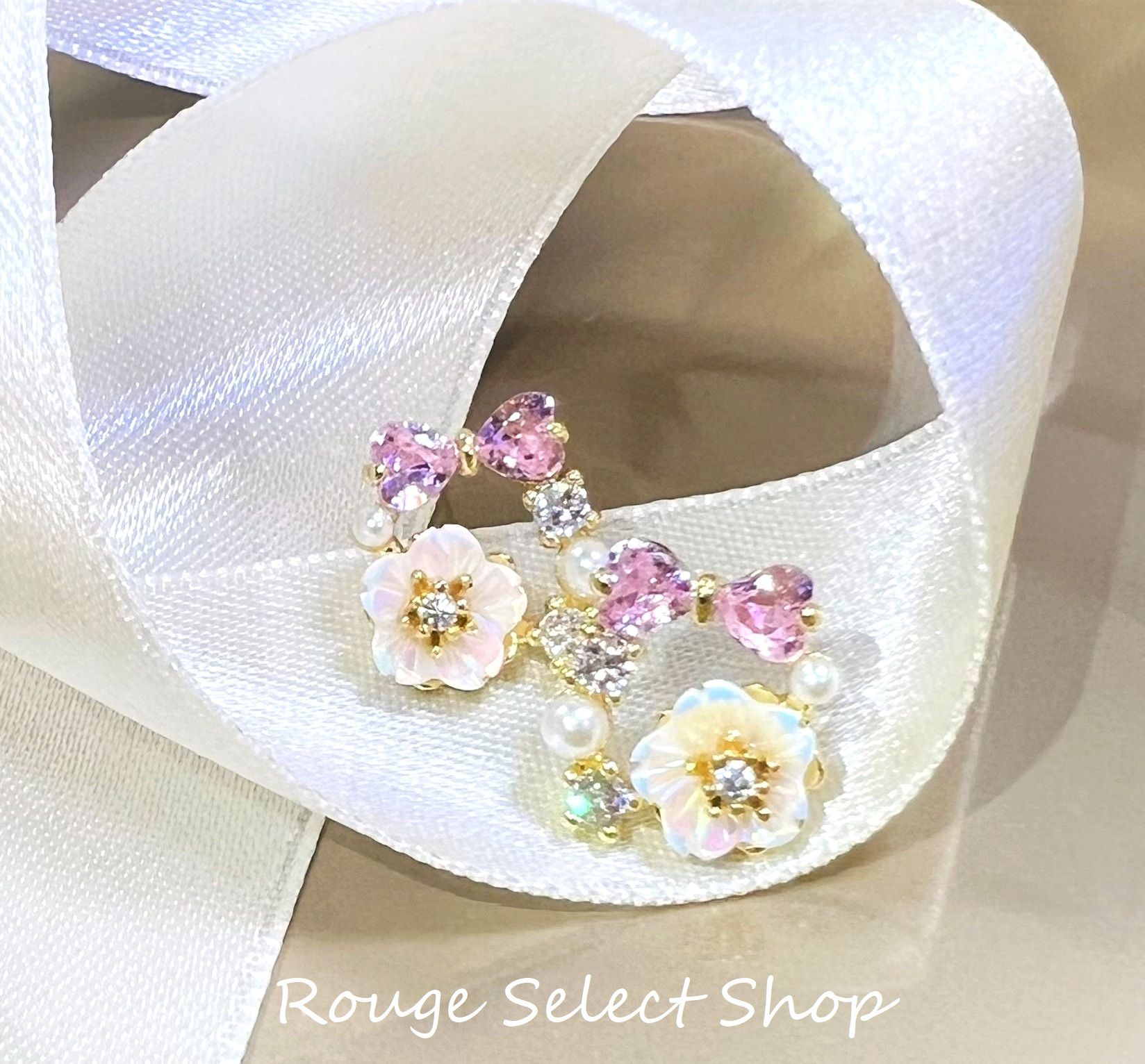🎀Rouge明星耳環~繁花珍珠蝴蝶結🎀