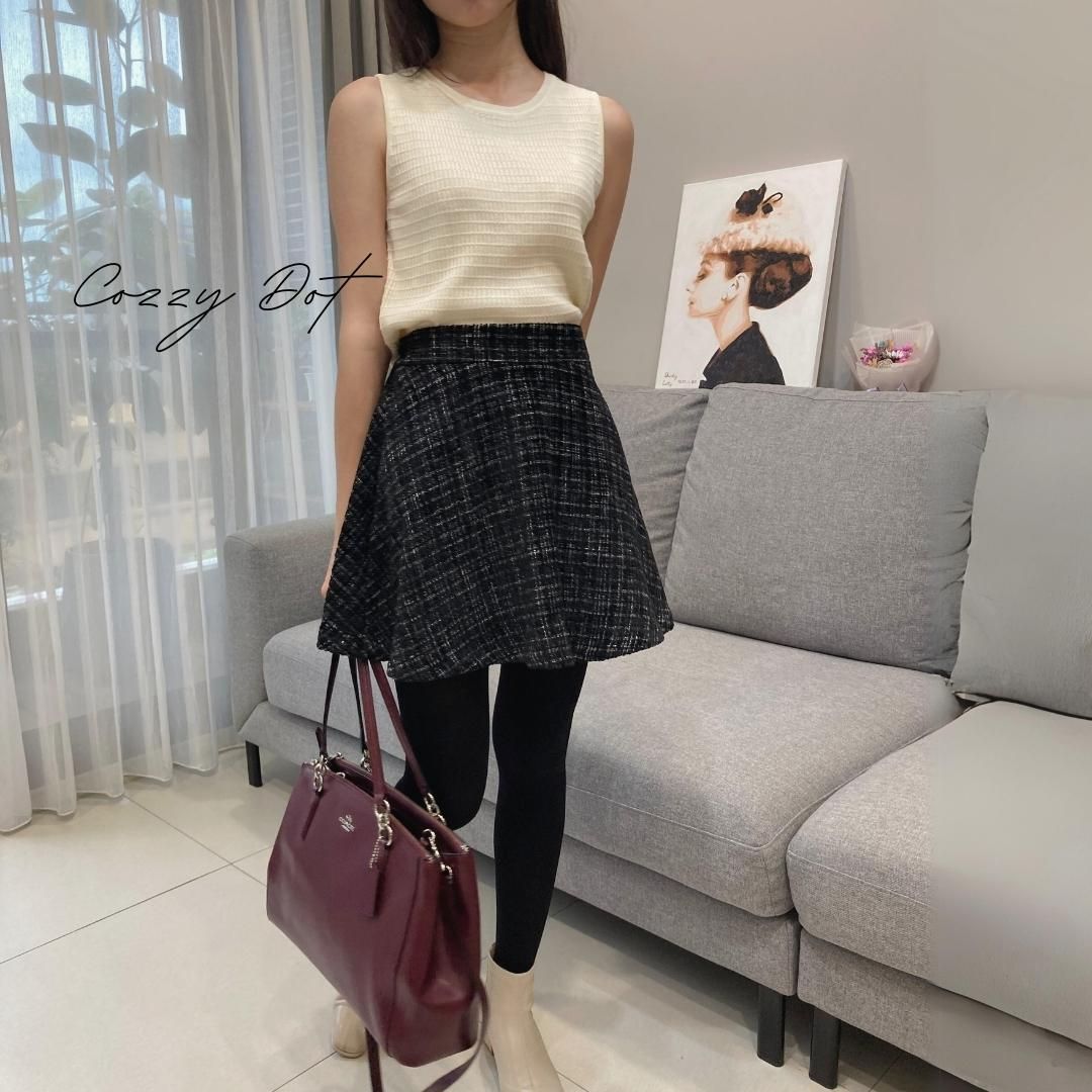 正韓 小香風毛呢短裙