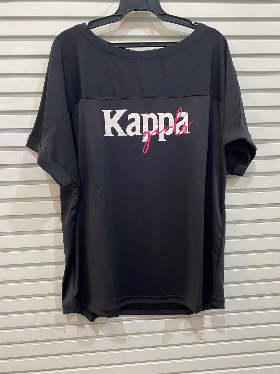 Kappa 女版休閒運動上衣 KAPPA大字 黑色ＸＬ