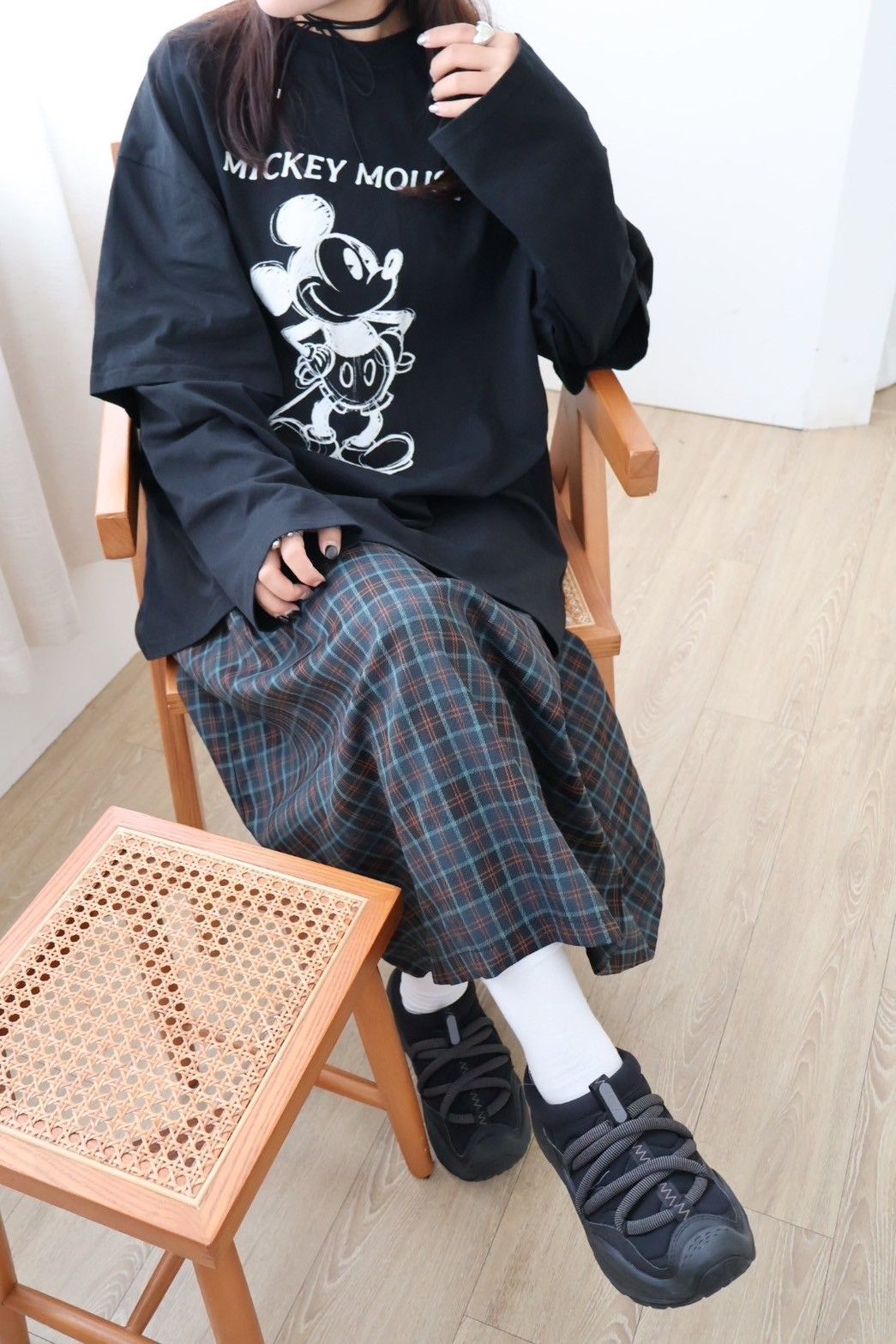 兩色日系西裝小百褶長裙