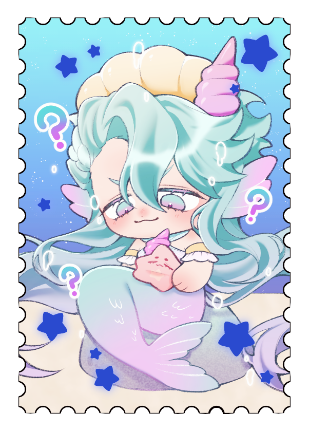 【海物語】海星躺人魚公主燙金郵票貼紙