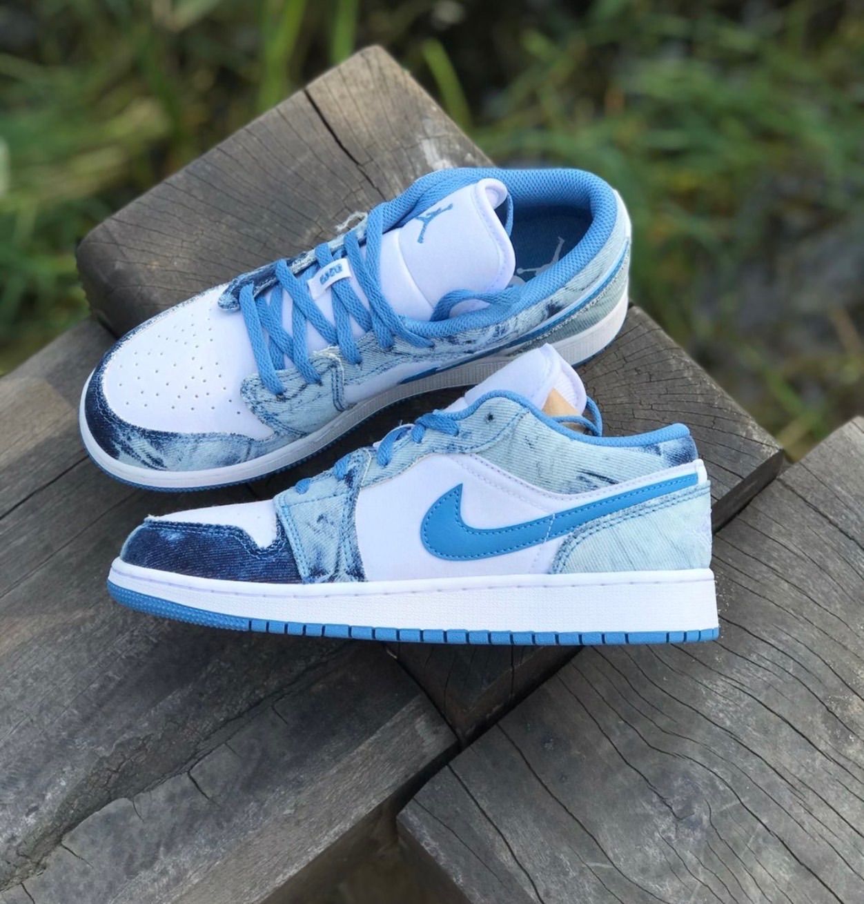 現貨🔥正版 AIR JORDAN 1 LOW GS Washed Denim 白藍水洗丹寧休閒鞋