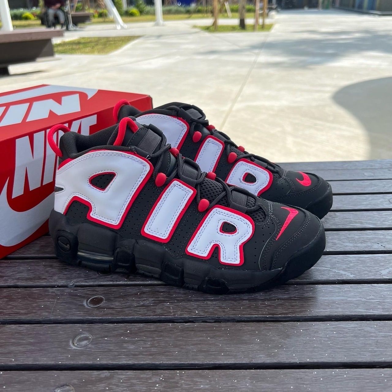 現貨🔥正版 NIKE AIR MORE UPTEMPO大AR 黑色黑紅色黑紅