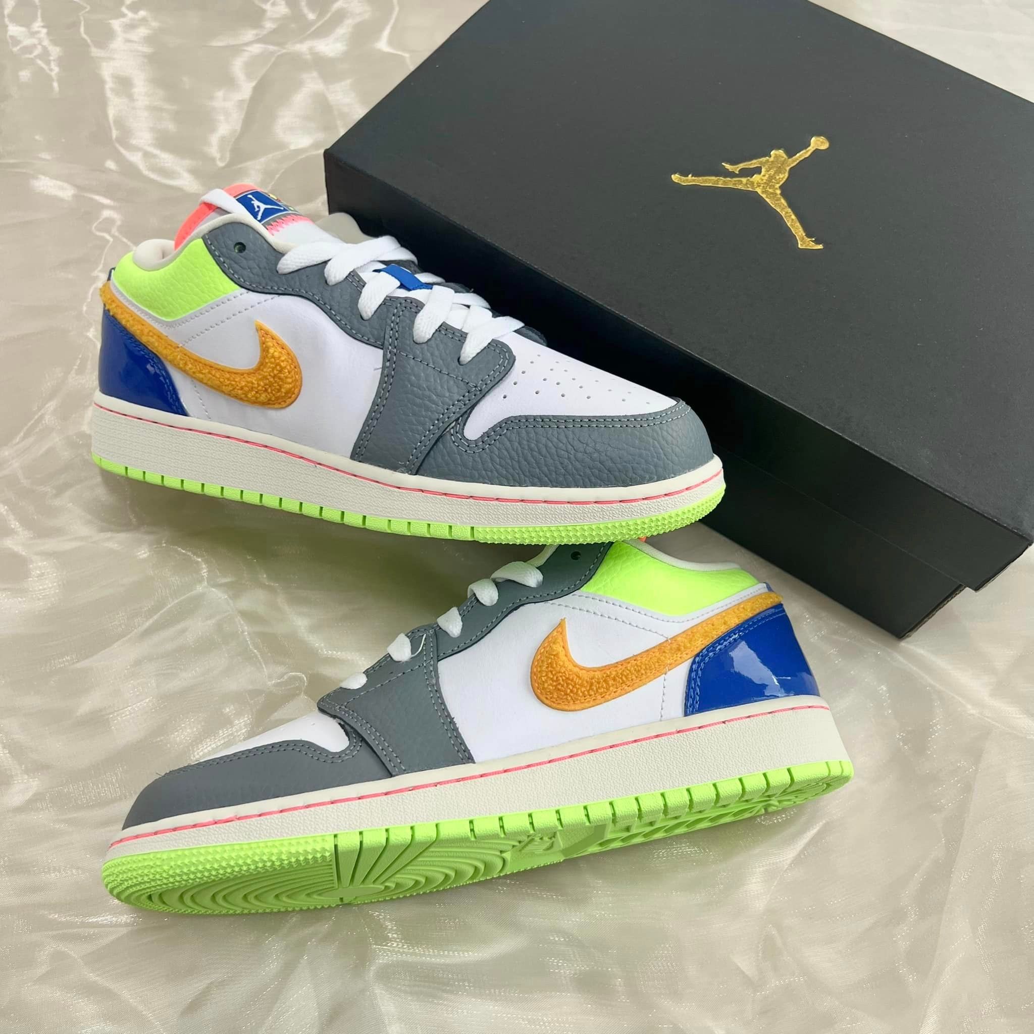 現貨🔥正版 AJ1 Low 白灰彩虹