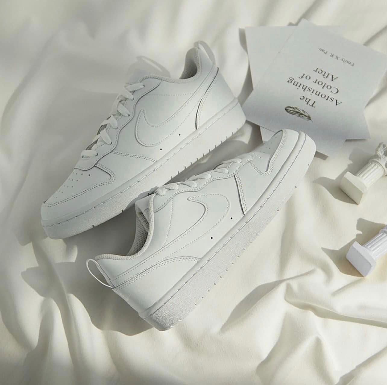 現貨🔥正版 NIKE COURT BOROUGH LOW 2 GS 全白白大童鞋 BQ5448-100