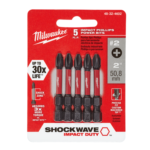 Milwaukee美沃奇 PH2*50mm 5支 高張力起子頭六角柄耐衝擊力50倍壽命48-32-4602