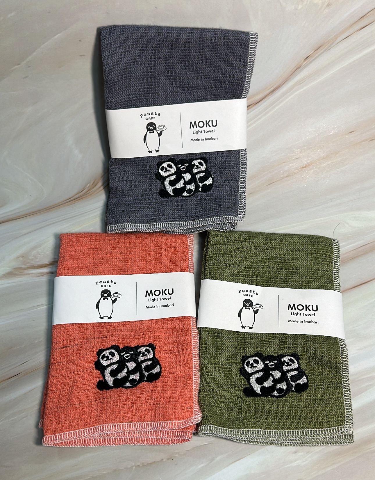 日本～上野站限定suica企鵝x熊貓 刺繡手帕