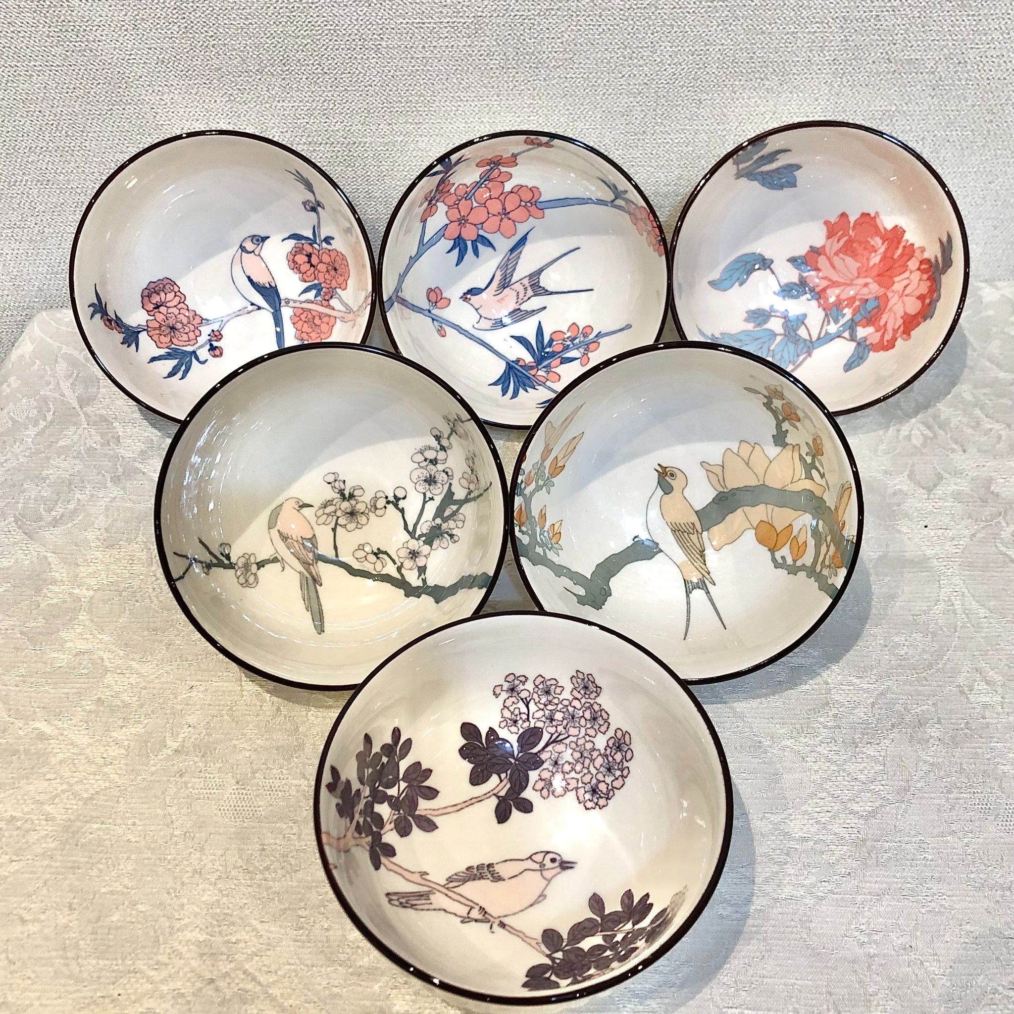 彩繪花鳥陶瓷碗6入組 故宮聯名  中華開發金控股東會紀念品