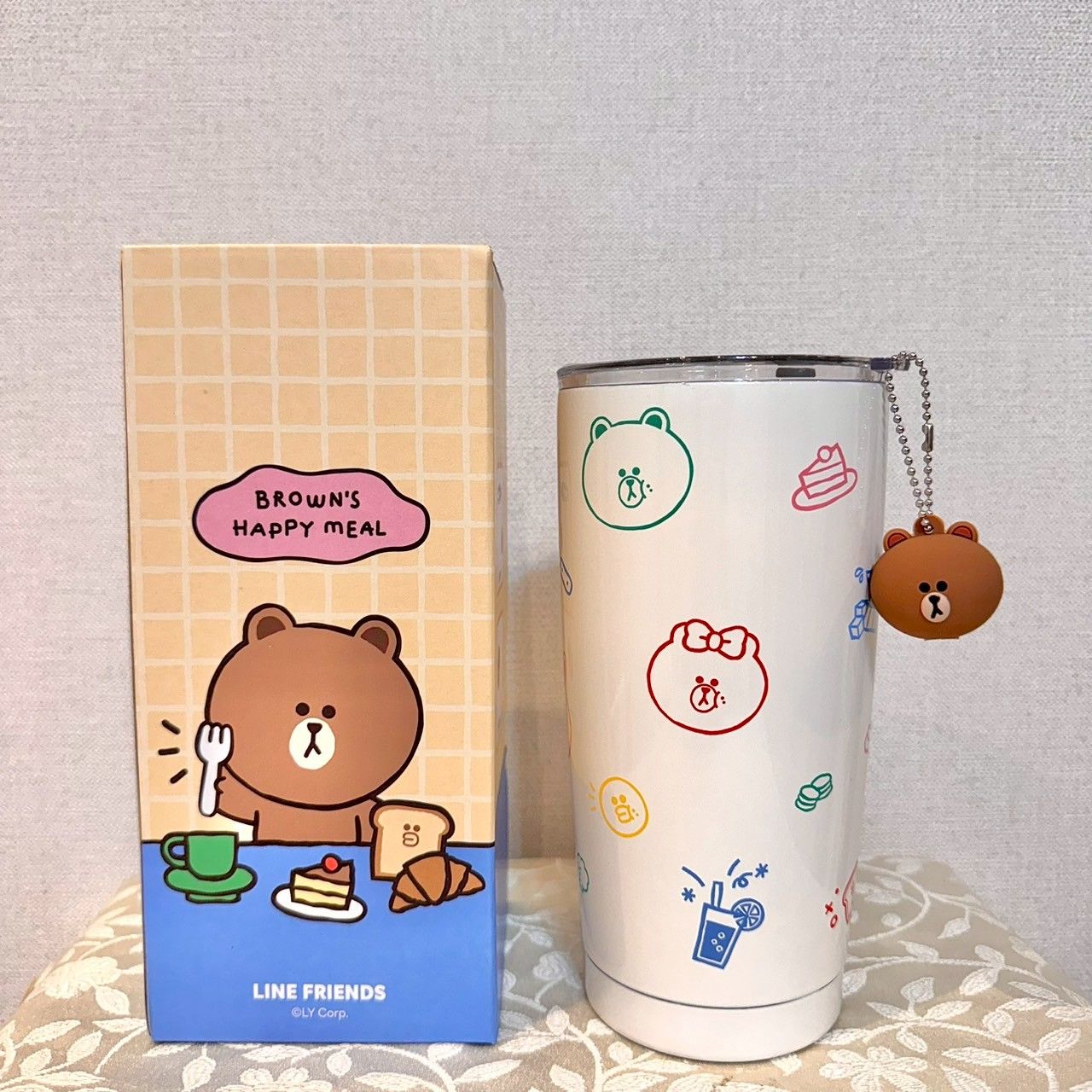 LINE FRIENDS不鏽鋼杯+造型吊飾組/保溫杯 華南金股東會紀念品