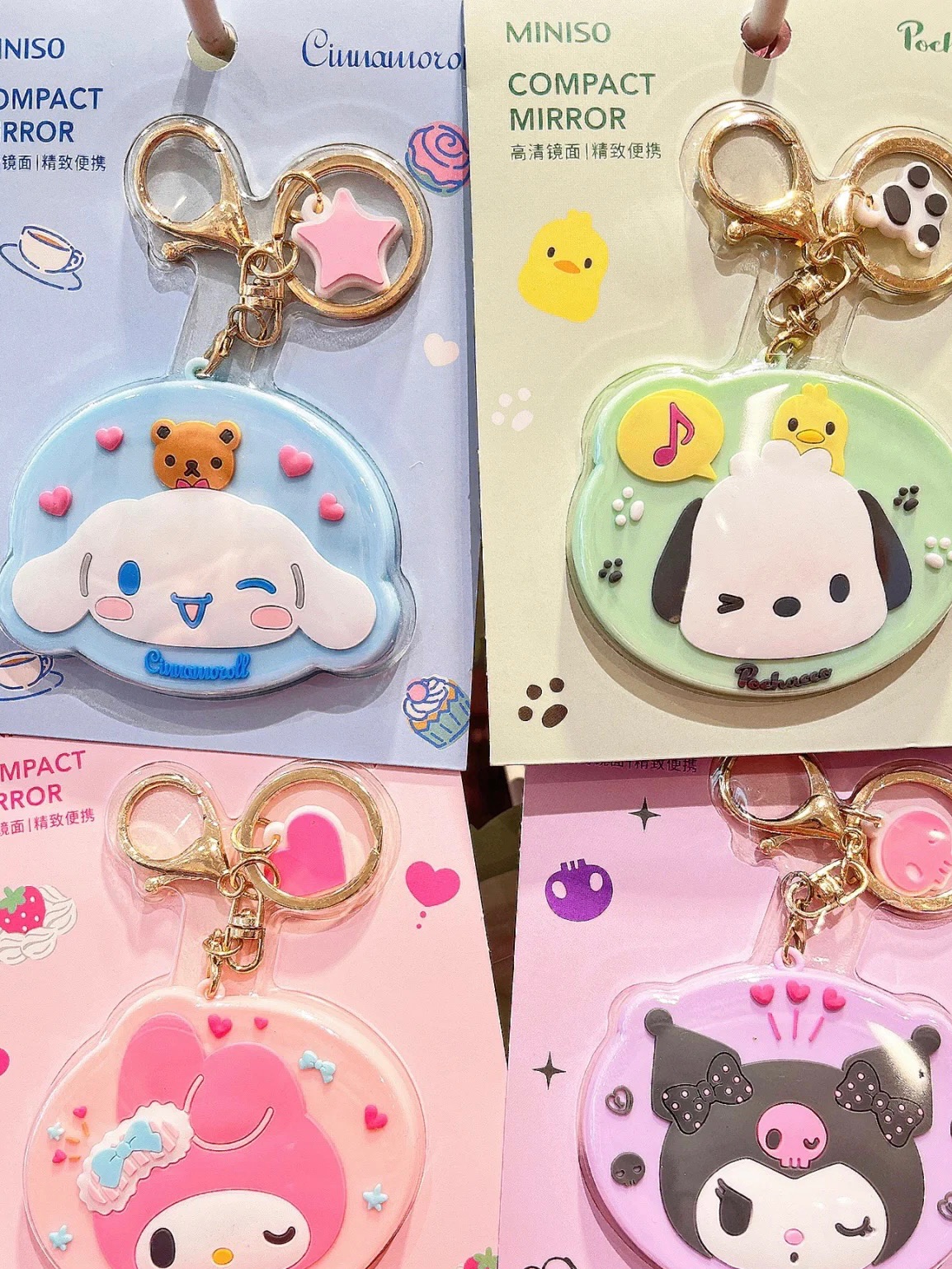 （台灣現貨❤24H內秒發）┃正版新款三麗鷗掛件隨身鏡便攜鏡子鑰匙圈