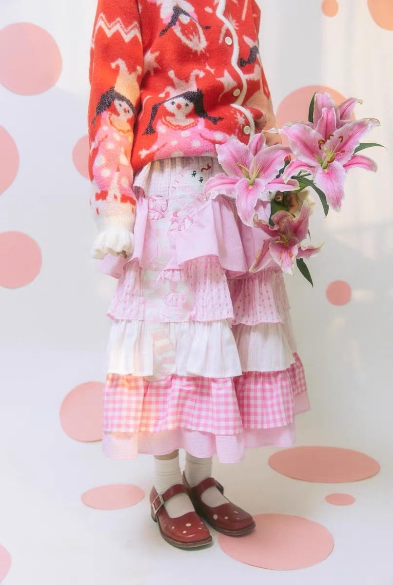 Meugler 小蛇刺繡多層蛋糕裙洛麗塔半裙