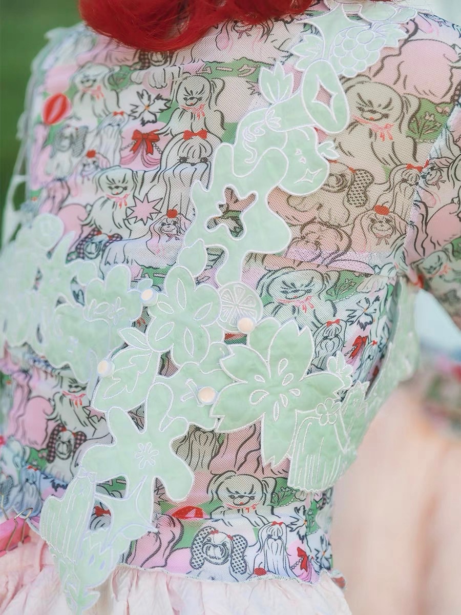 Meugler 超重磅【全刺繡】綠色復古鏤空裝飾馬甲