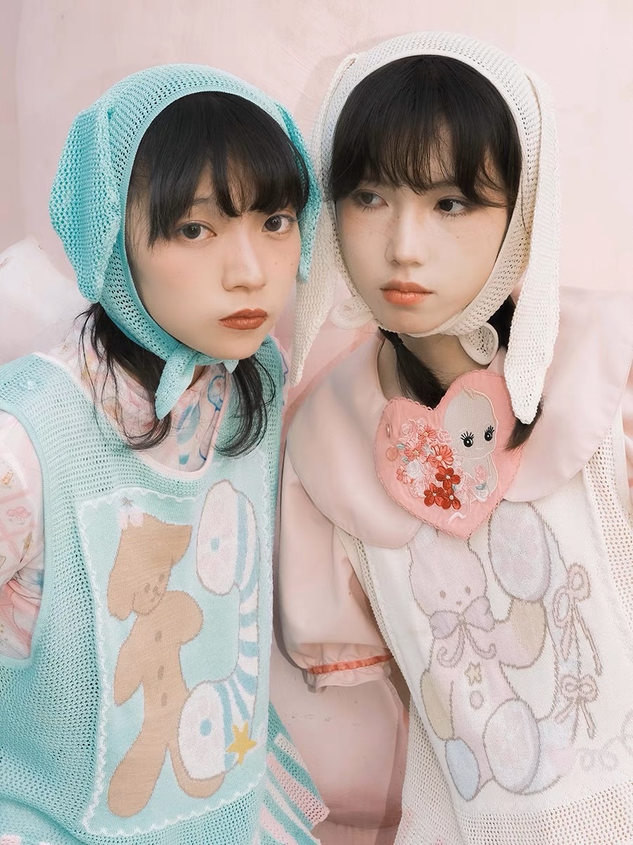 Meugler 小狗小兔清涼針織背心（附可拆帽）