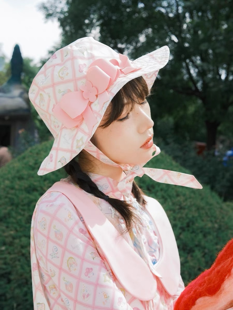 Meugler 蝴蝶結雙面遮陽綁帶漁夫帽