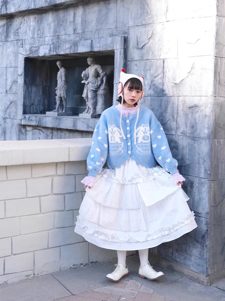 New🫧 茶杯小狗茶包吊飾軟糯水貂毛毛衣 藍