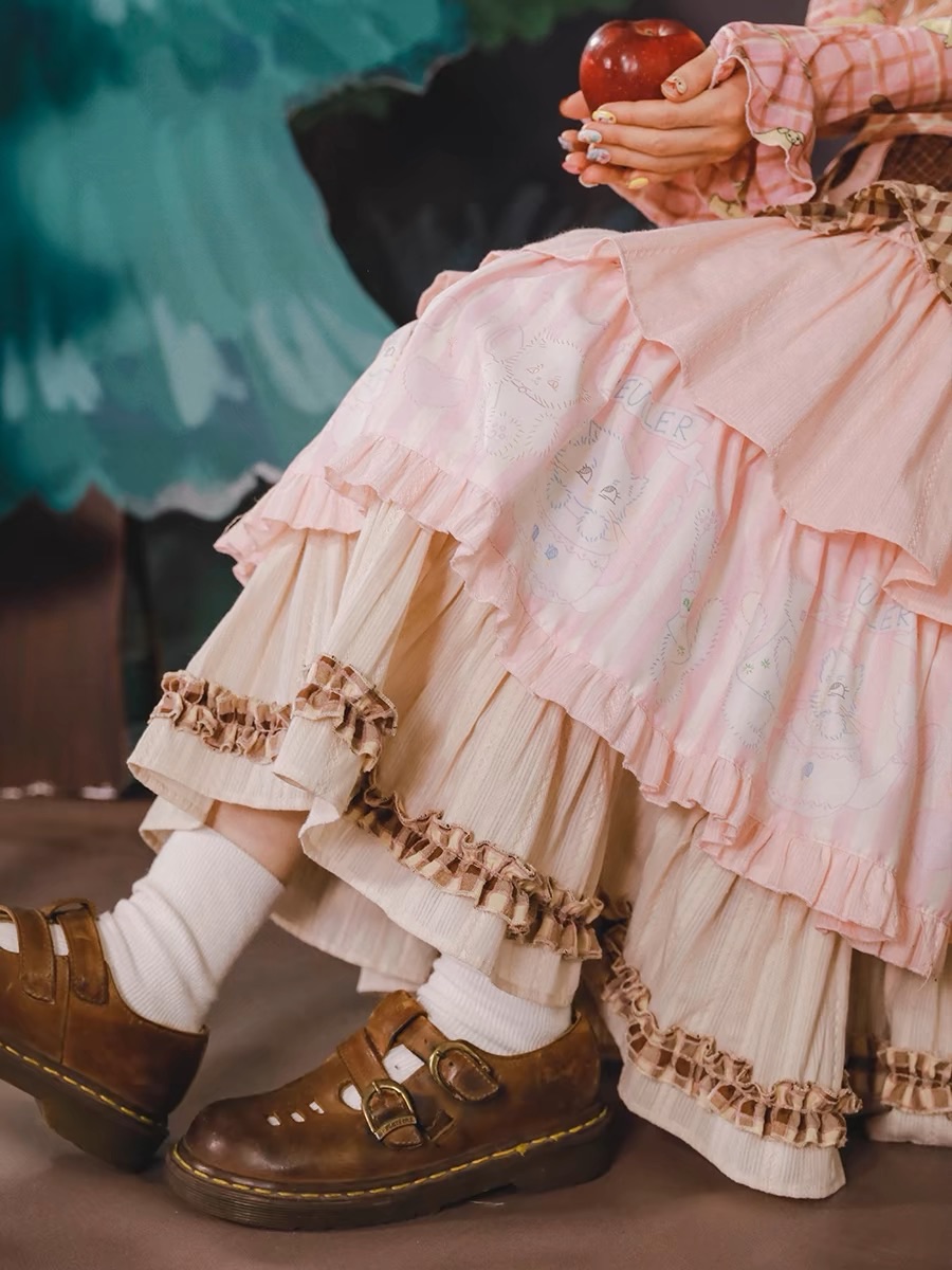 New🫧 貓咪印花開襟洛麗塔蛋糕裙