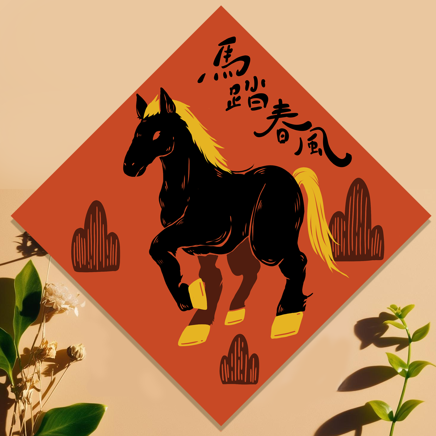 馬年risograph印刷斗方