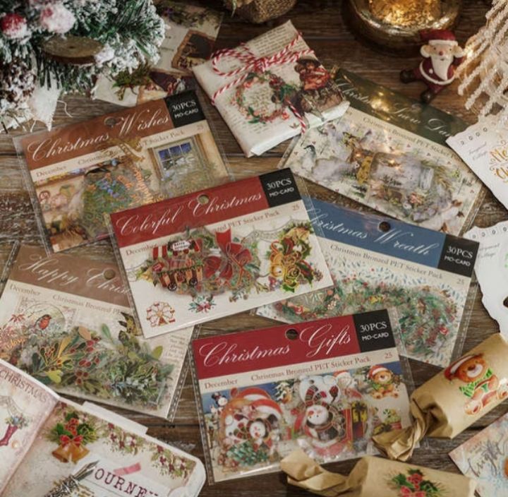 打包裝飾 燙金聖誕貼紙包