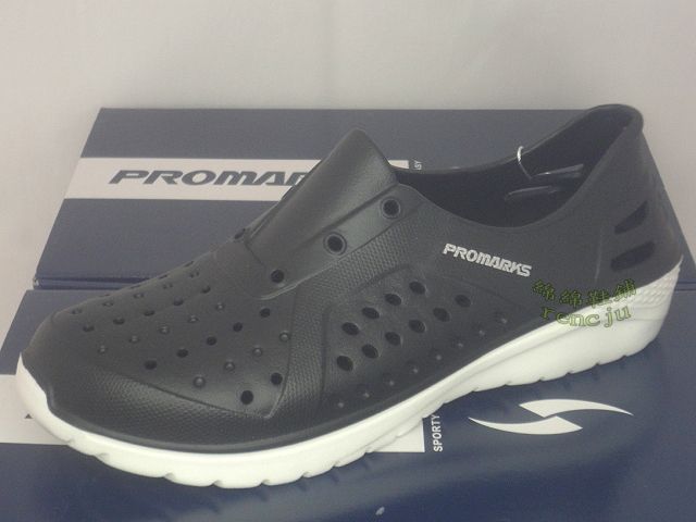 綿綿鞋舖-寶瑪士 PROMARKS 男鞋 洞洞鞋 涼鞋 超輕量 全新 黑色 臺灣製造 可碰水（0314）