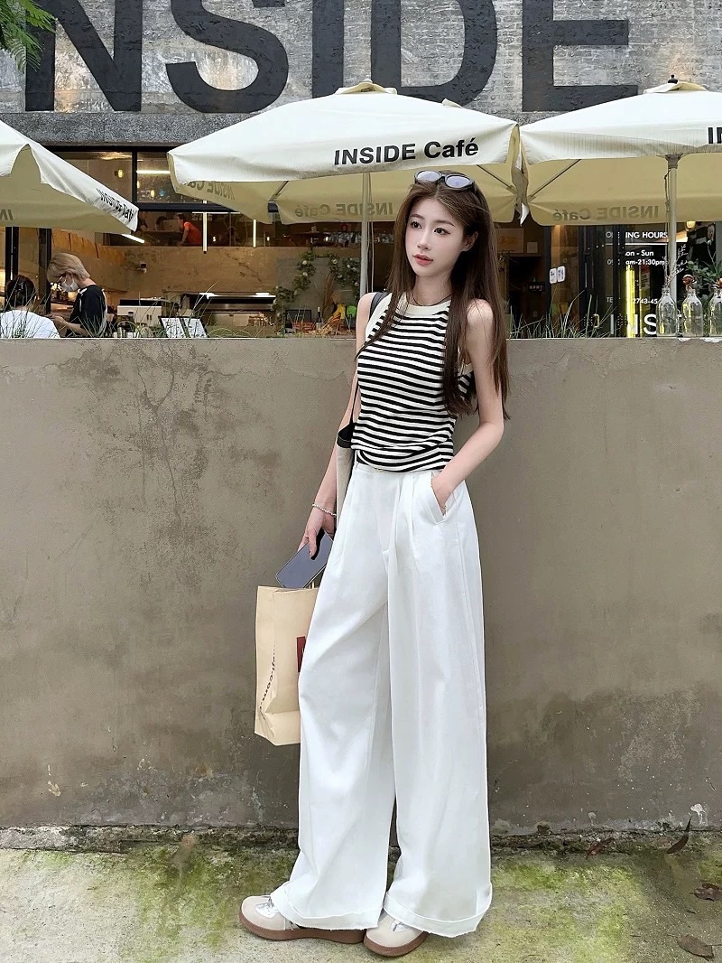 預購-超百搭白色闊腿長褲