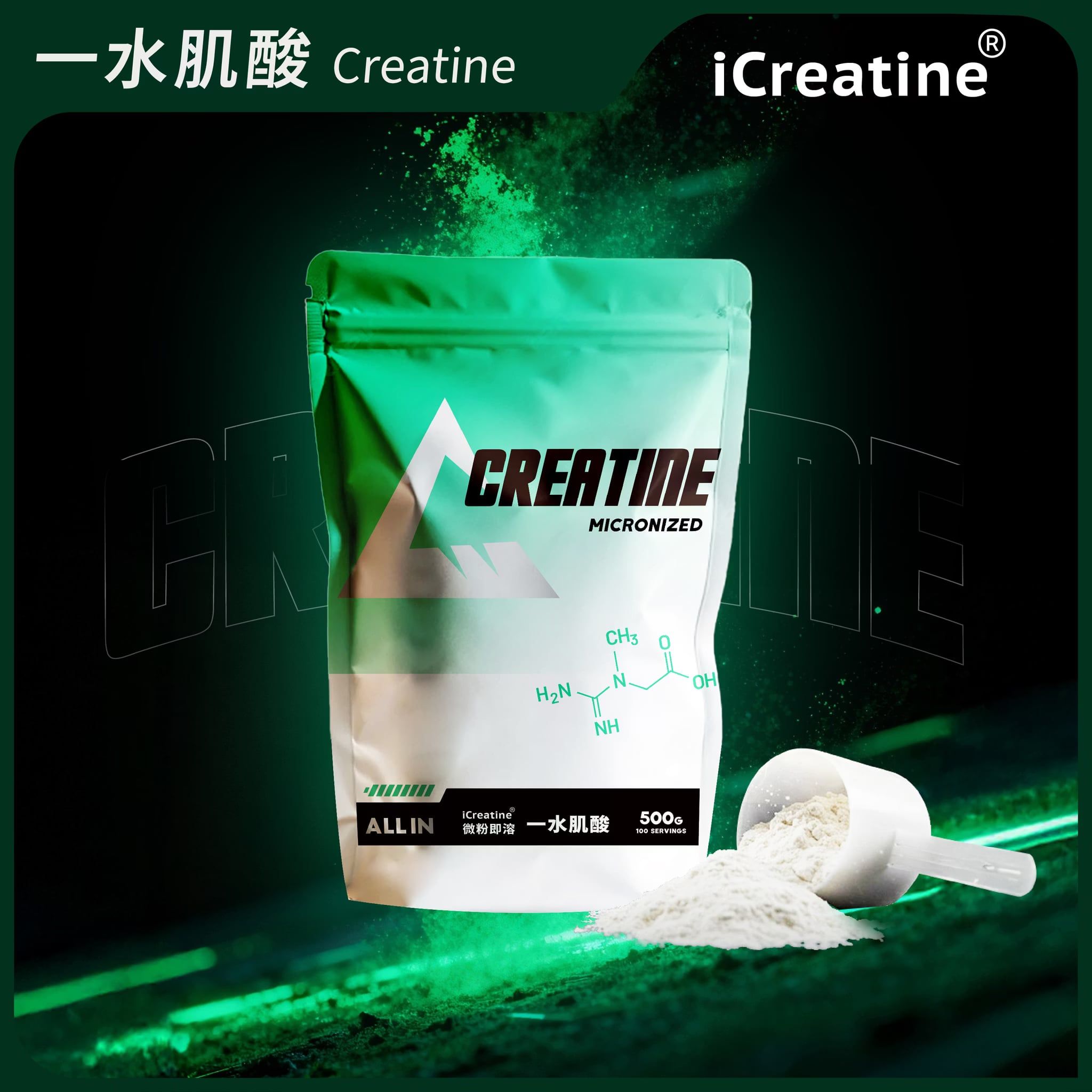 ALL IN 一水肌酸 Micronized Creatine 水肌酸 一代肌酸 純肌酸【500g/袋】