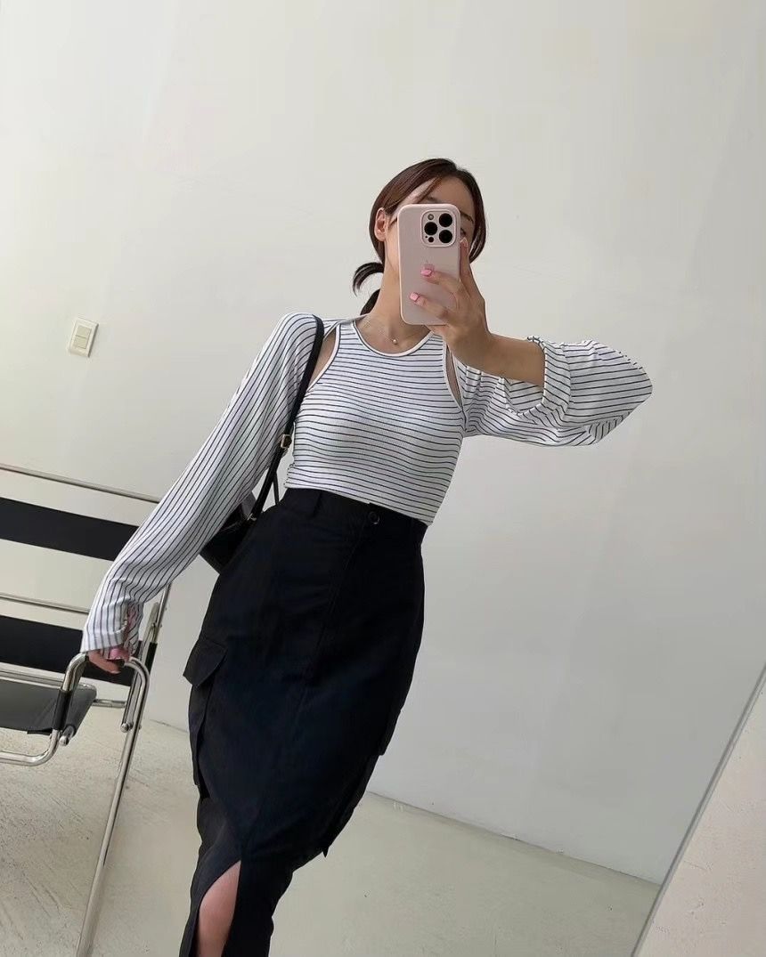 薄款條紋兩件式上衣