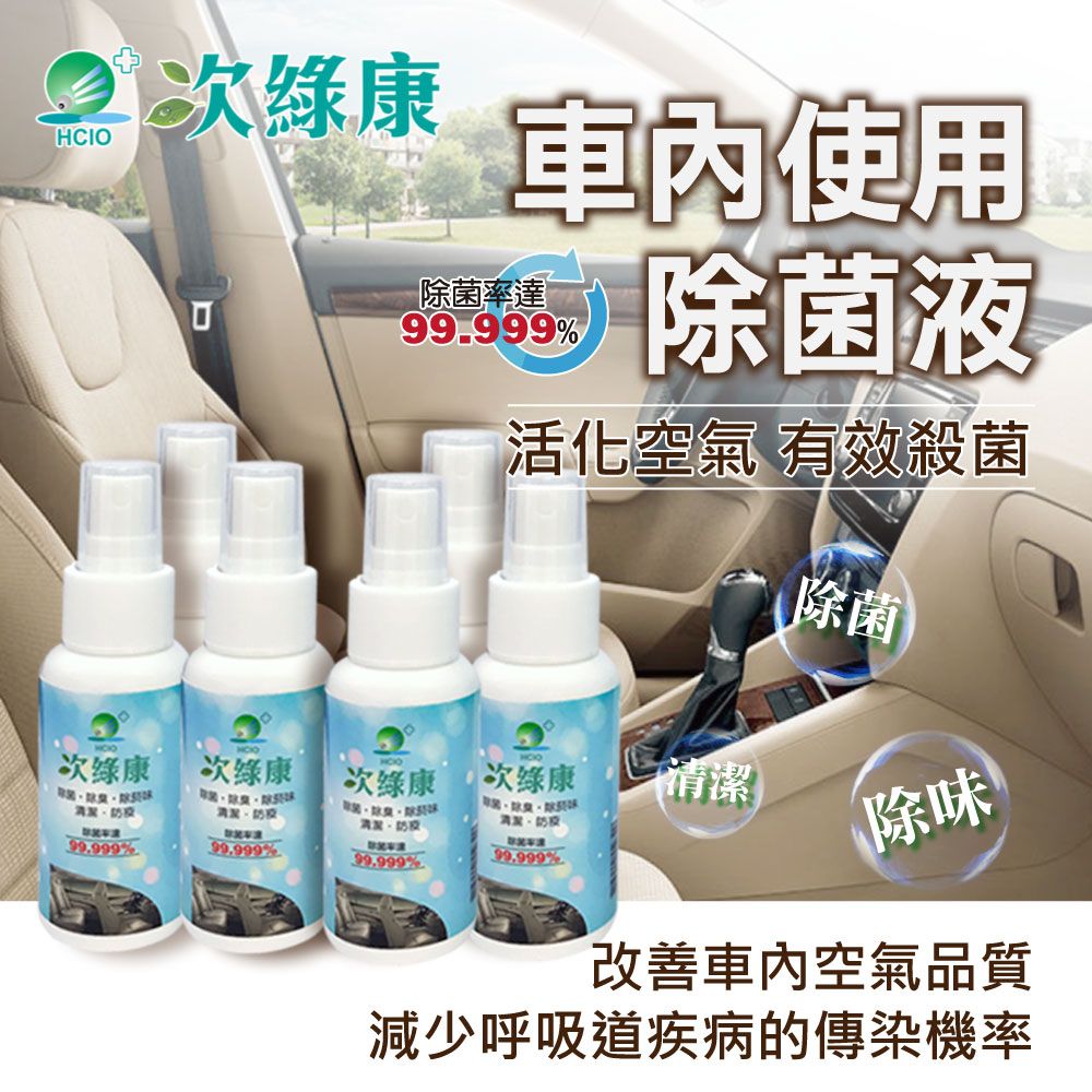 【次綠康】車內使用除菌液60mlx6