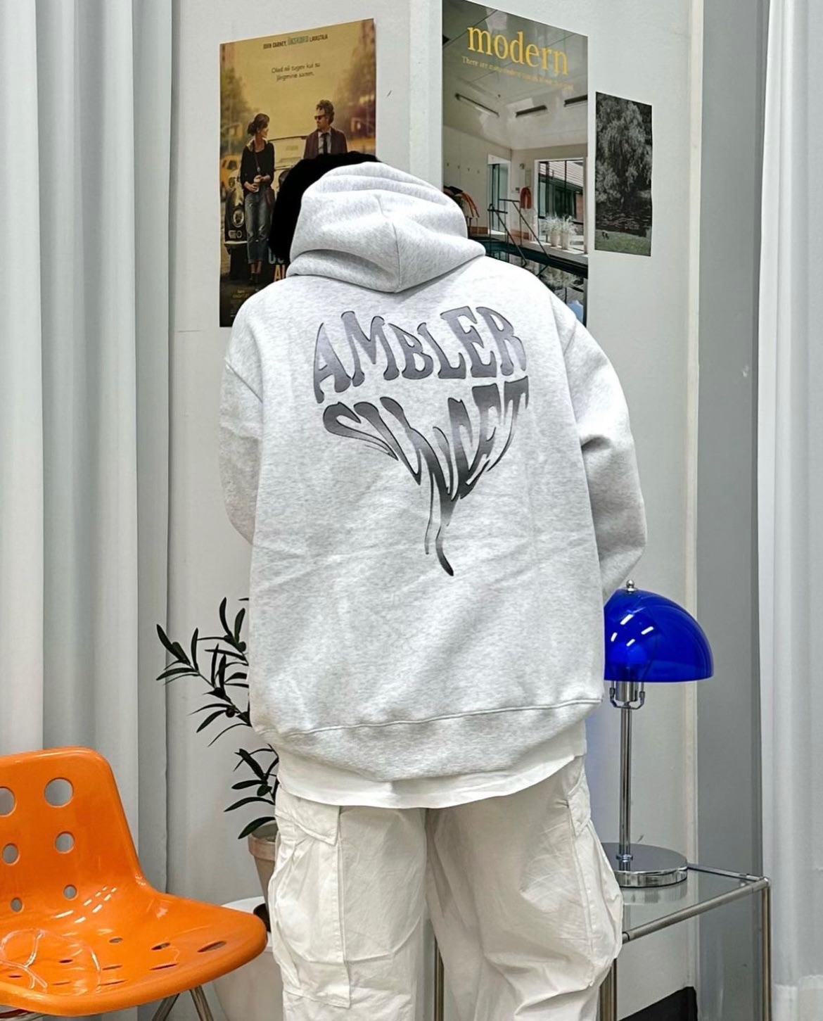 🇰🇷韓國代購 預購AMBLER 2023 FW 🤍🖤愛心日落內刷毛 帽T