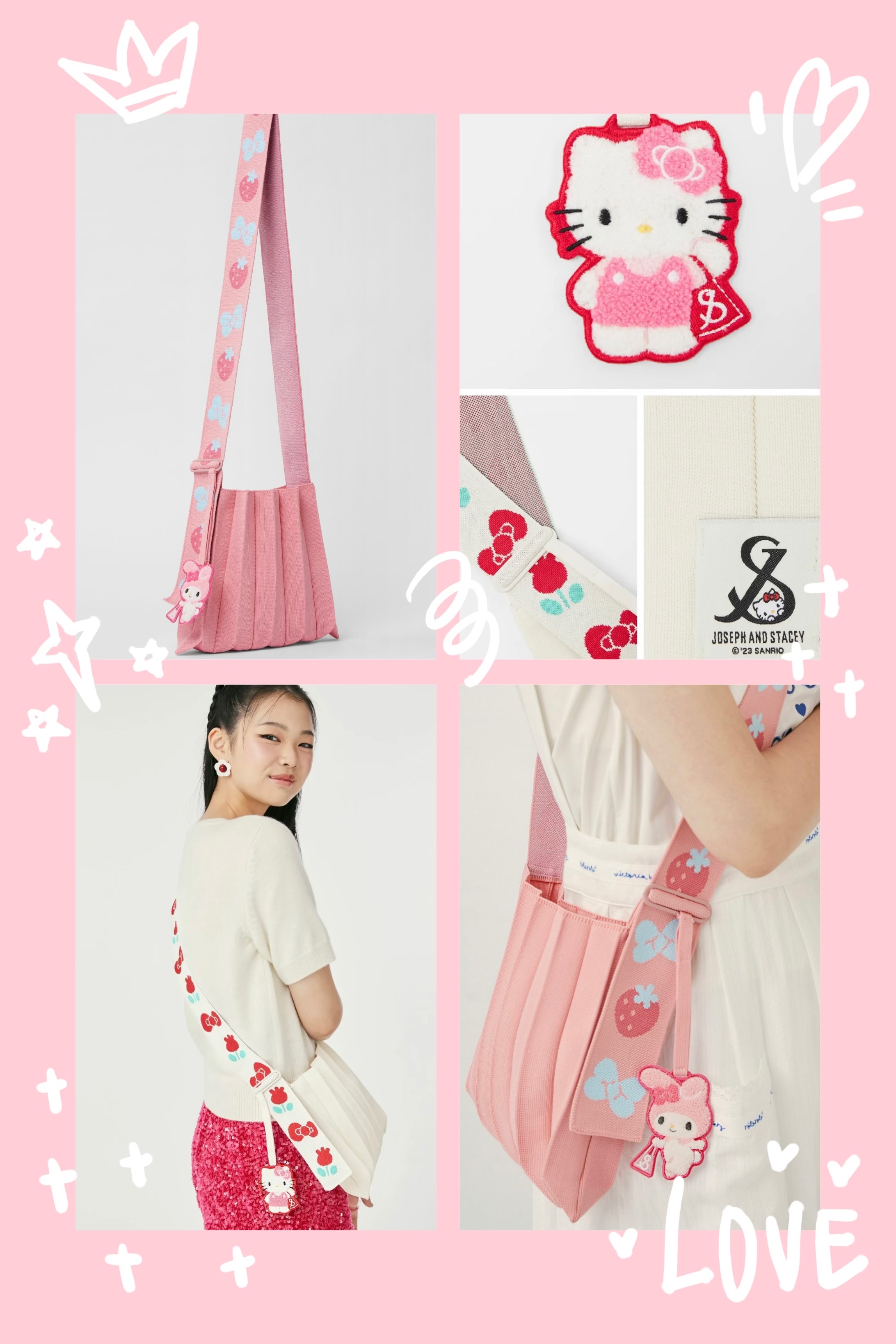 🇰🇷預購 預購JOSEPH ＆ STACEY23FW百褶包 針織包 斜背包 三麗鷗 美樂蒂 kitty
