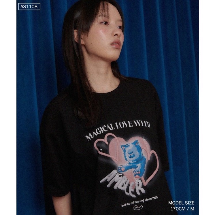 ￼Ambler 男女款 貓咪雙愛心💗T 恤  短T