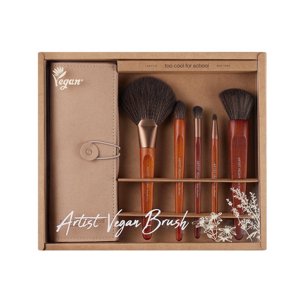 🇰🇷Too Cool For School🟤藝術課藝術家刷套裝（5 種刷子 + 刷具收納包）刷具組 化妝刷