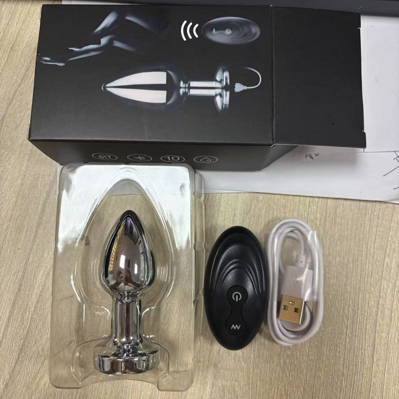 113507小款純不鏽鋼遙控十頻震動後庭肛塞磁吸充電