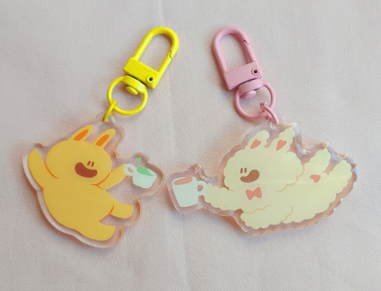 午茶兔朋友 - 滴膠壓克力吊飾