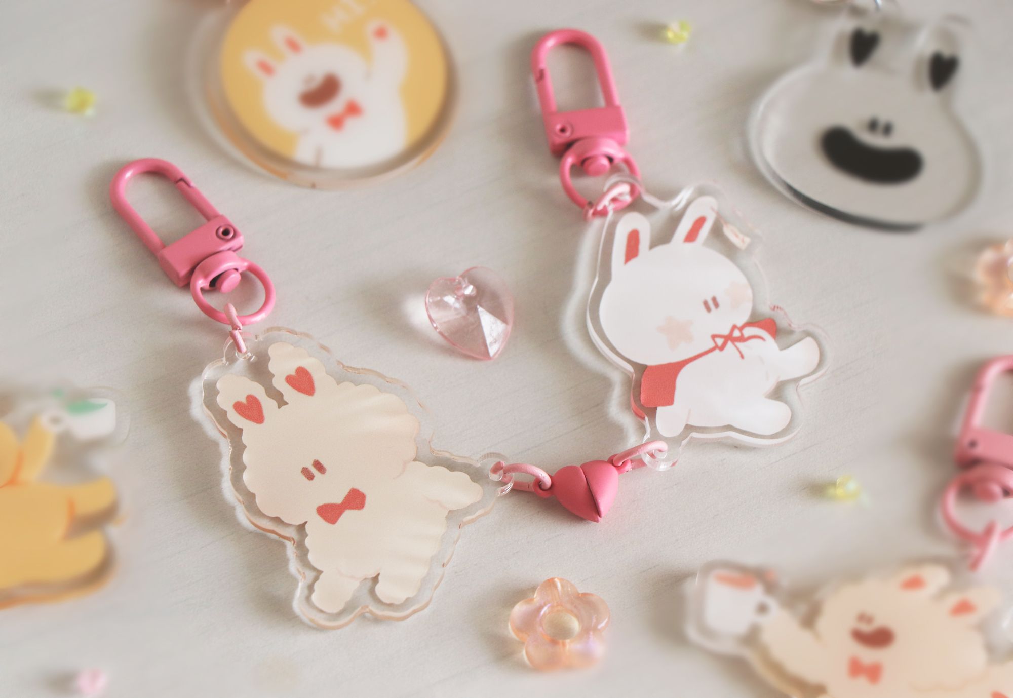 不拆售兔娃娃 -滴膠壓克力吊飾組