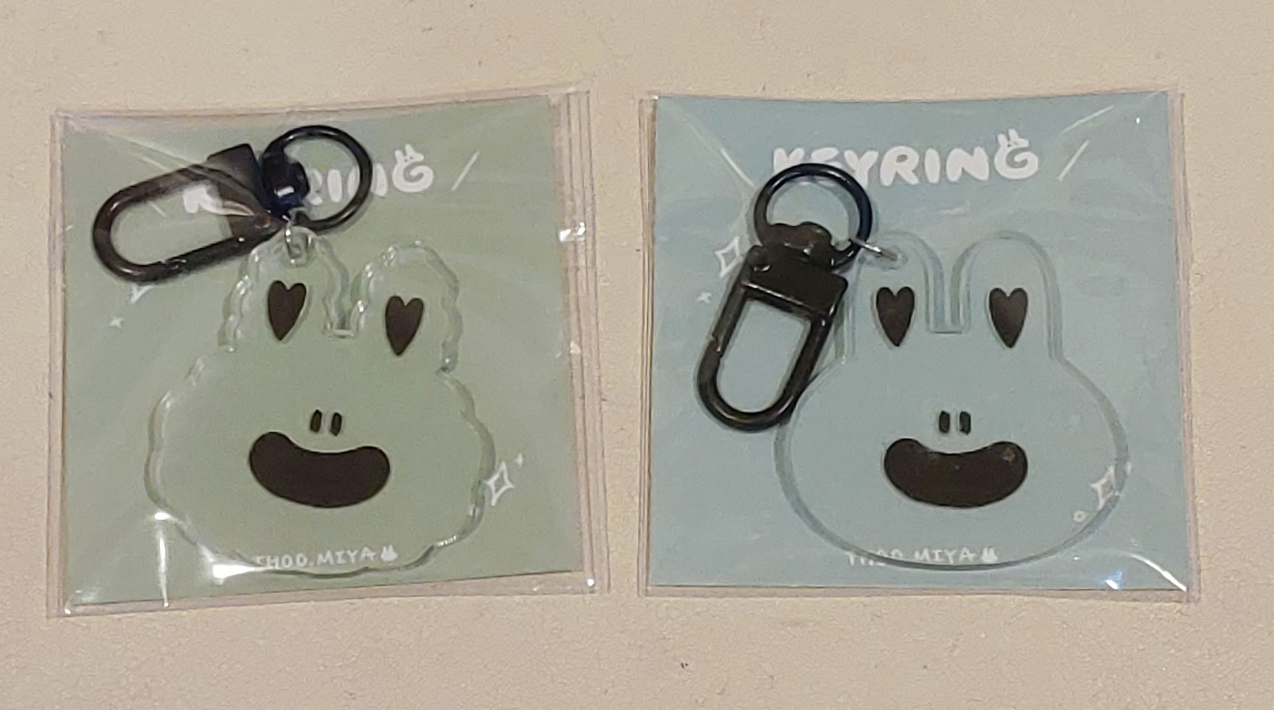 黑白透明兔 - 壓克力吊飾 （ 正面黑色 背面白色 ）