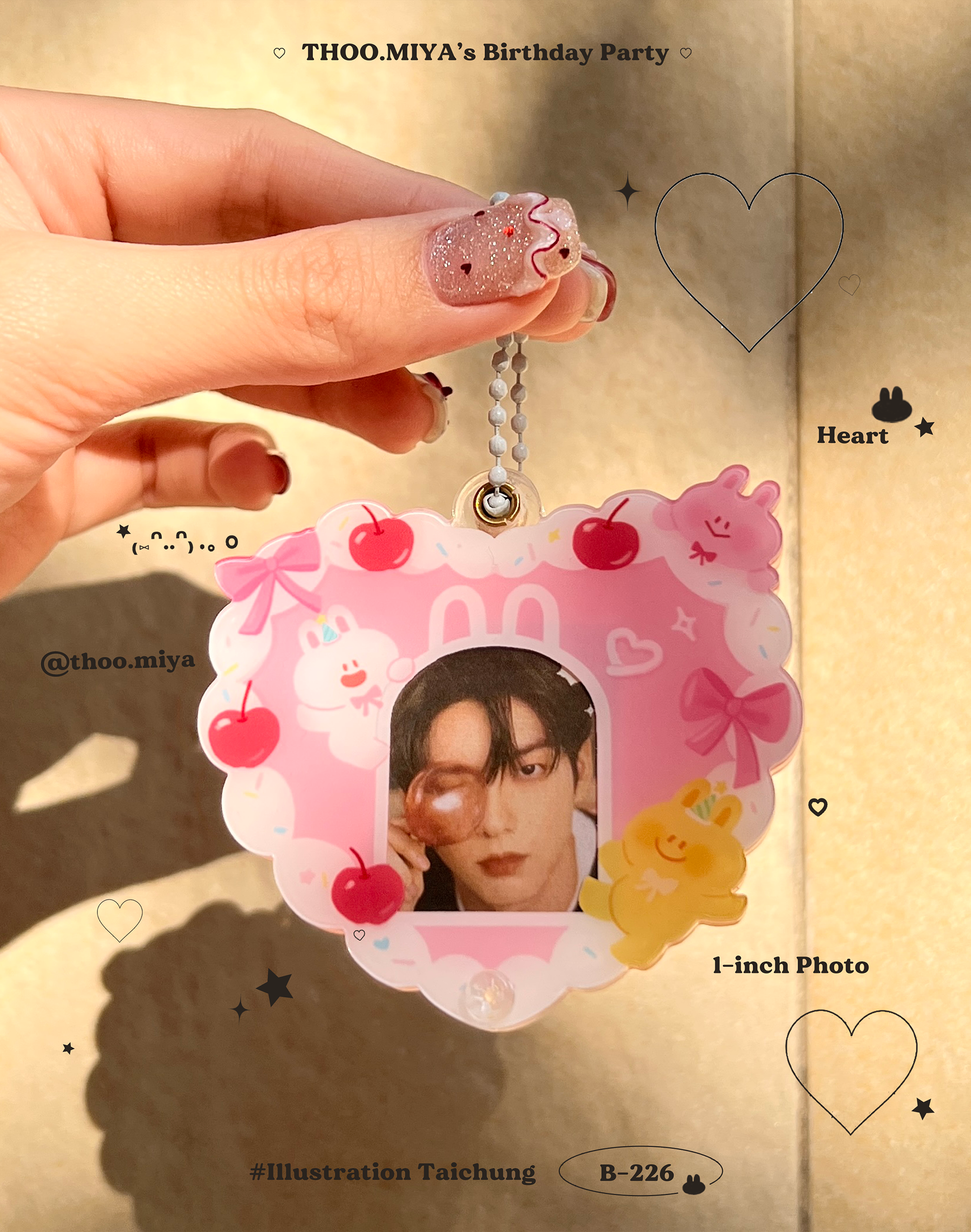 兔兔生日蛋糕-照片吊飾