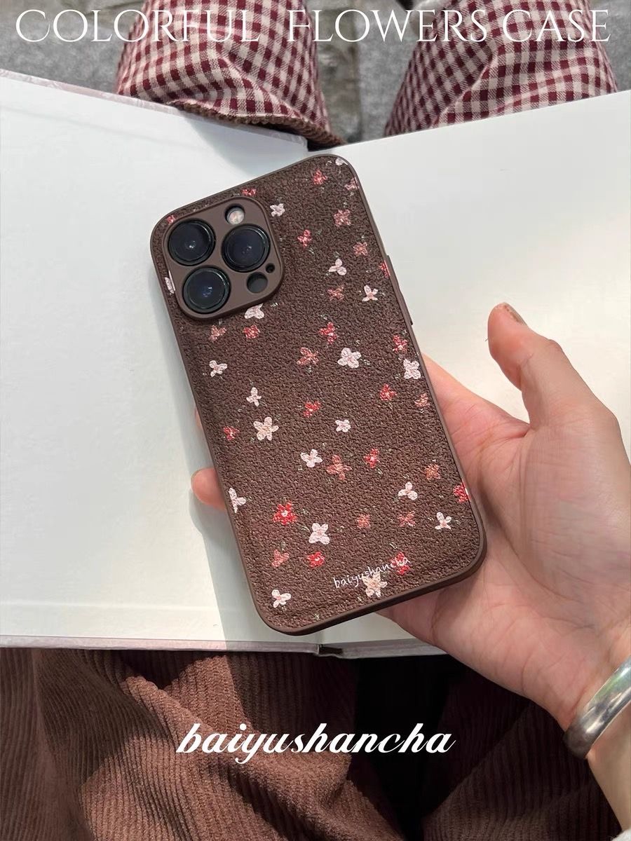 白嶼山茶𝐛𝐚𝐢𝐲𝐮꒰棕色碎花꒱iPHONE手機殼