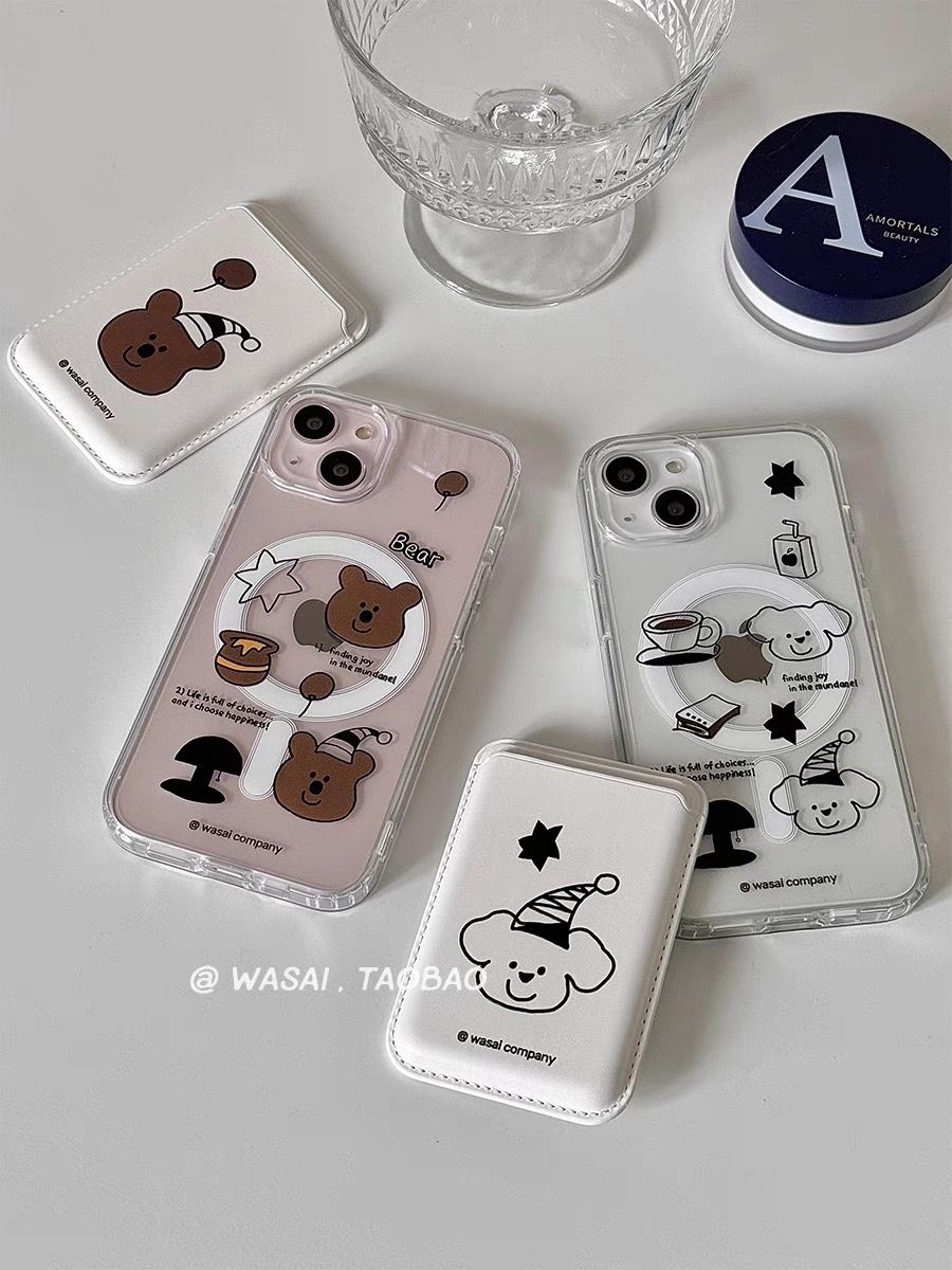 𝐖𝐀𝐒𝐀𝐈꒰可愛小熊狗꒱磁吸卡包/iPHONE手機殼
