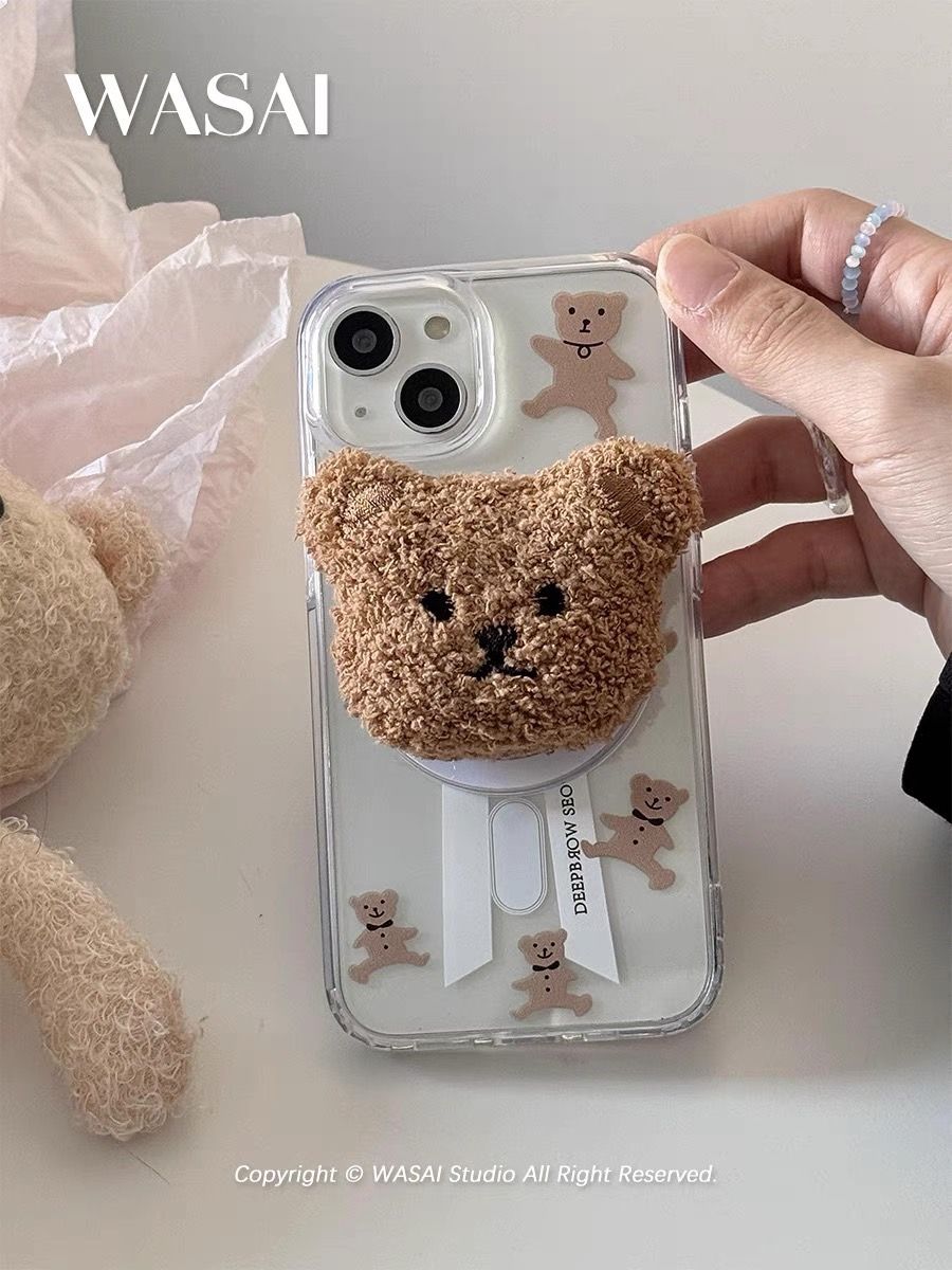 𝐖𝐀𝐒𝐀𝐈꒰蝴蝶結毛絨小熊꒱磁吸iPHONE手機殼