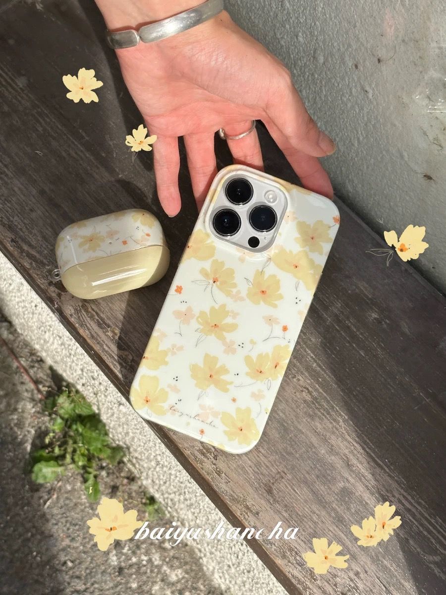 白嶼山茶 𝐛𝐚𝐢𝐲𝐮꒰手繪小黃花꒱iPHONE手機殼