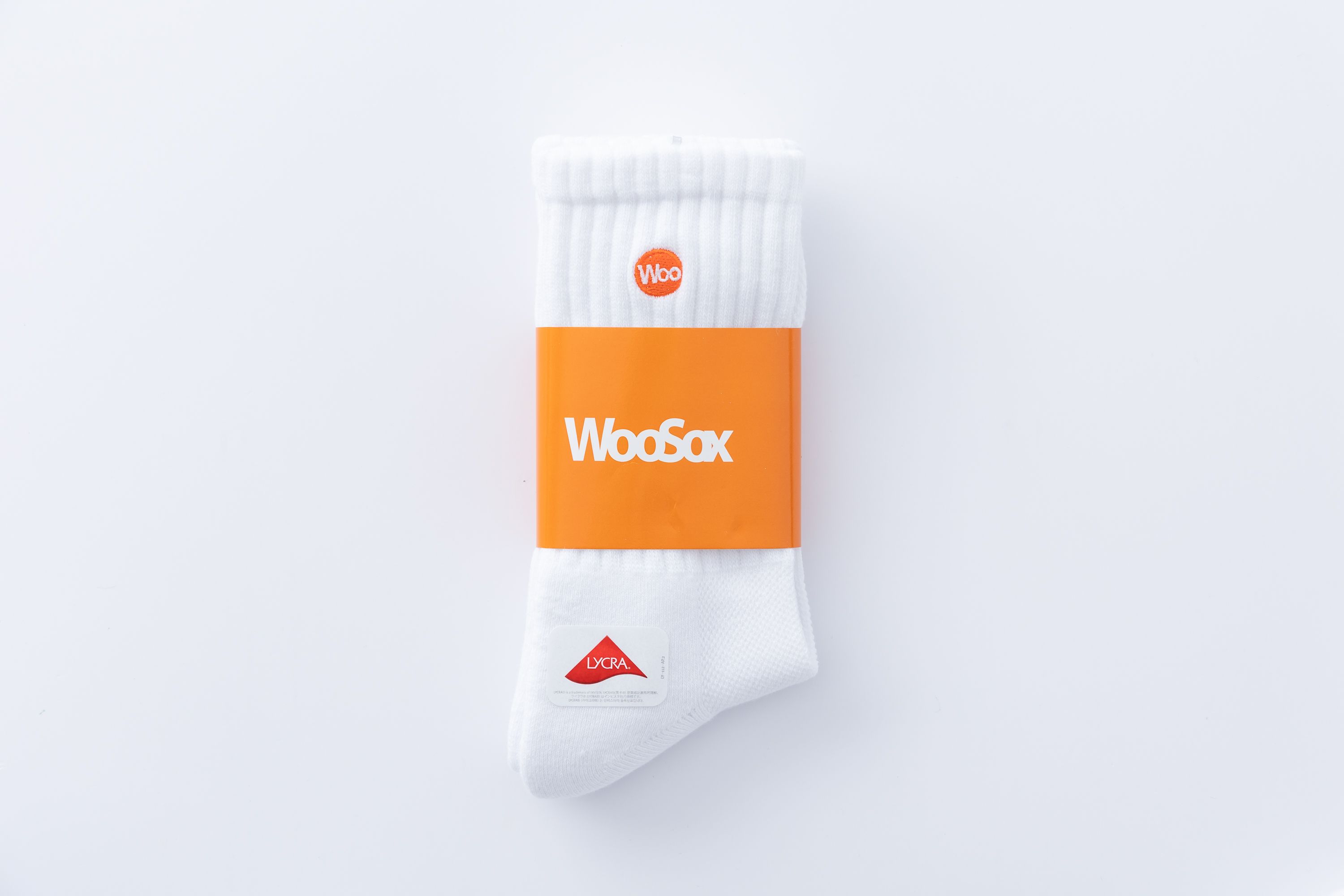 WooSox 白色長襪有LoGo-男襪-女襪-運動氣墊襪-純棉-精梳棉-萊卡彈性纖維-台灣製造（MIT）