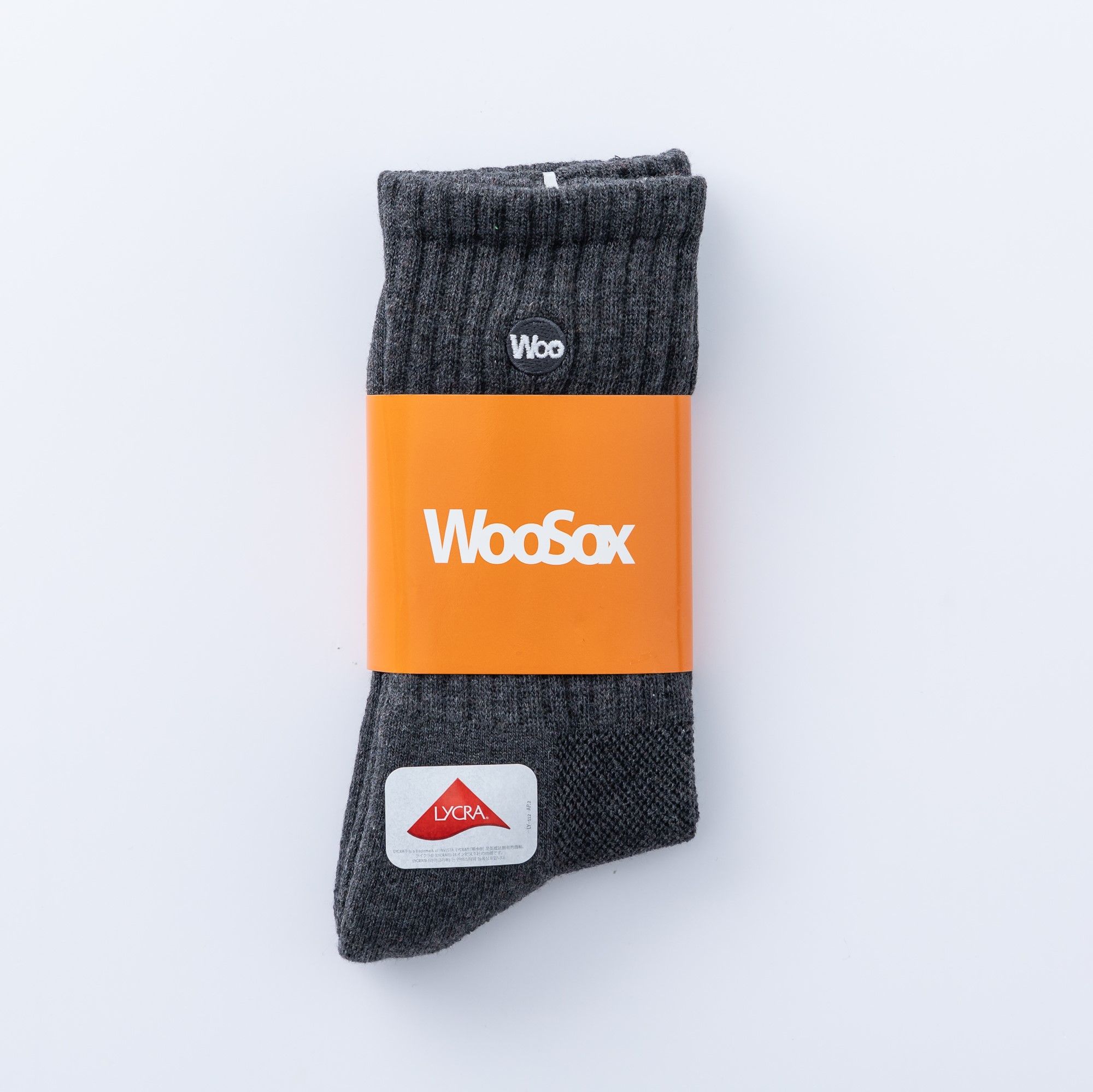 WooSox 灰色長襪有LoGo-男襪-女襪-運動氣墊襪-純棉-精梳棉-萊卡彈性纖維-台灣製造（MIT）
