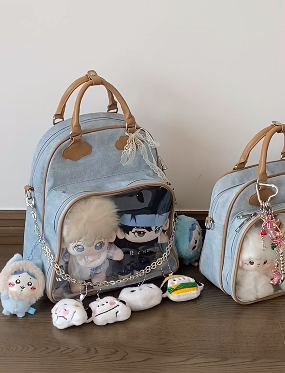 【牛仔很忙】3種尺寸💗20cm的娃也有福了✨單寧牛仔配色一包多背痛包