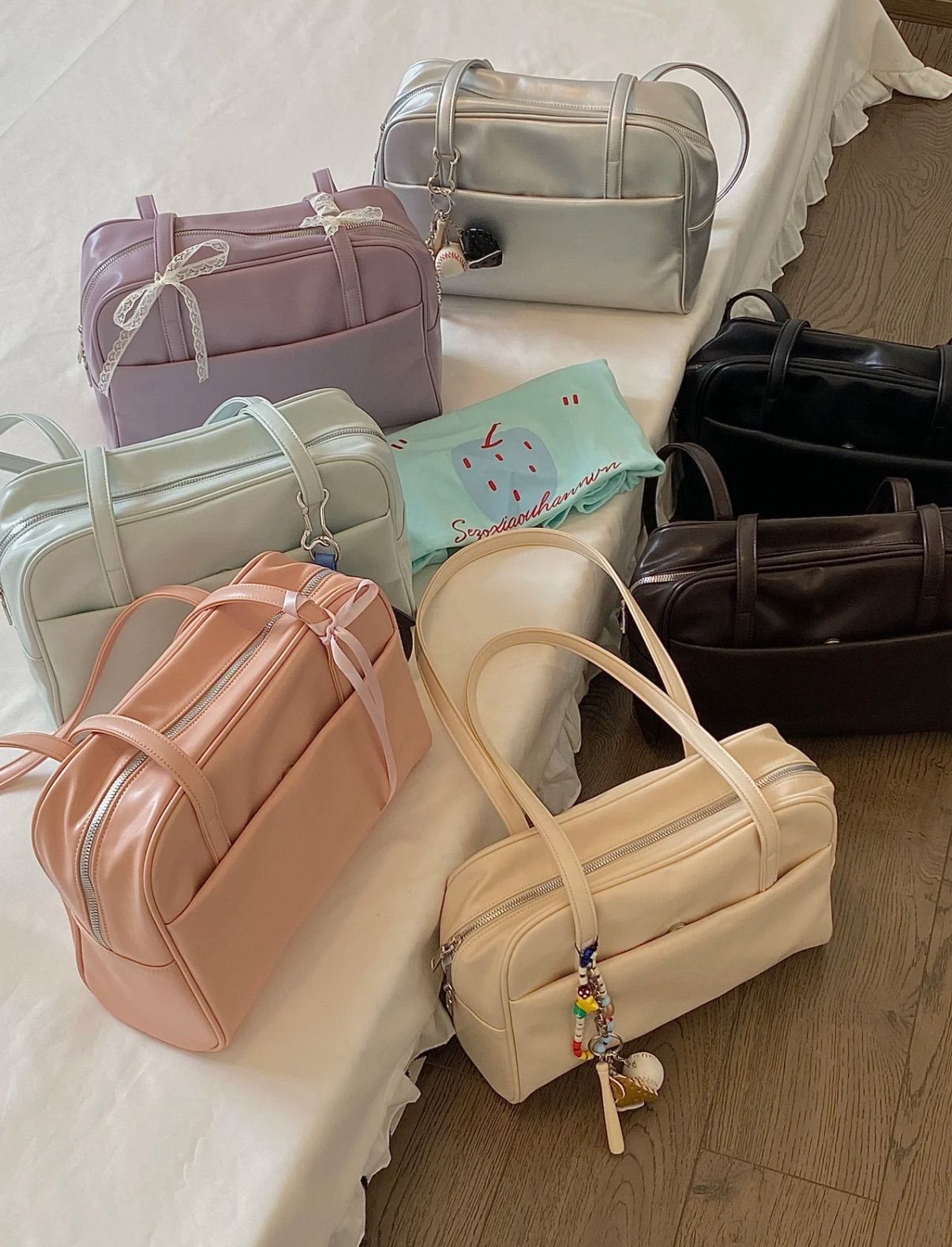 8色🪸【蜜桃泡泡】✨春夏粉嫩大容量通勤保齡球包👜（點擊下滑可看詳細資訊）