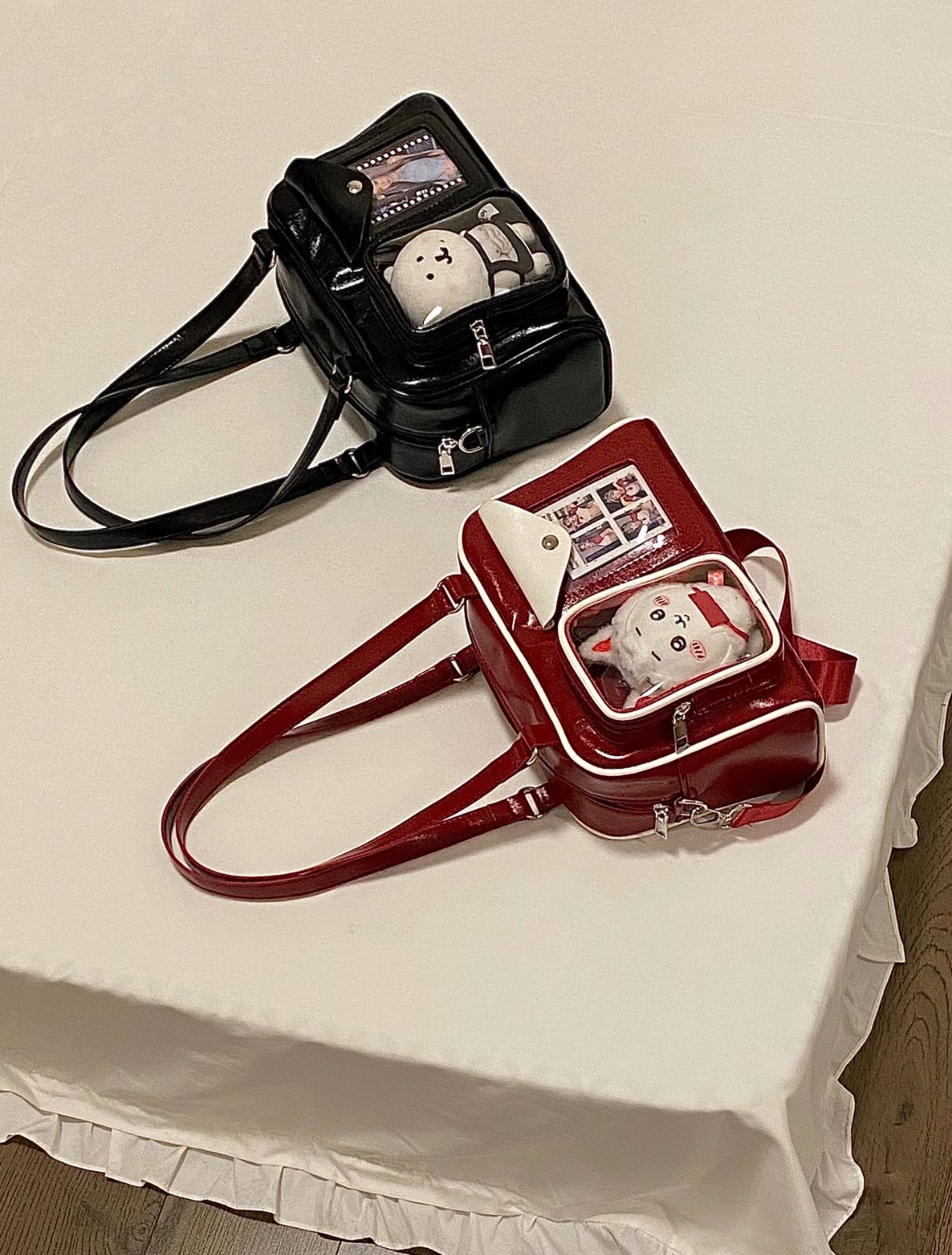 2色💖【亮眼開場】✨娃包卡套一體痛包✨動漫追星必備斜背包手提包包