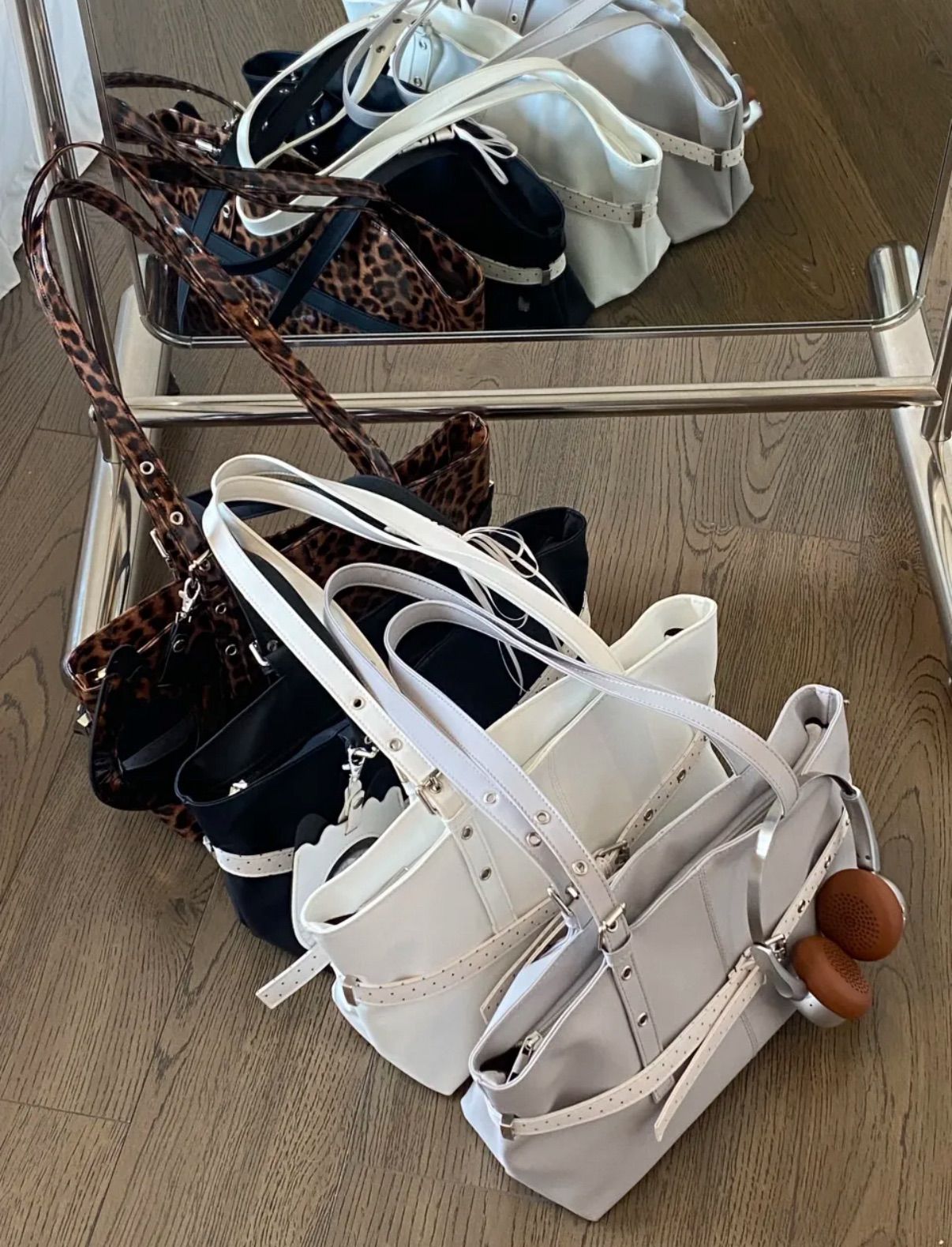 （4 colors）👜【豹動時刻】- 復古感拼接波點小眾手提單肩腋下包（點擊下滑看尺寸）